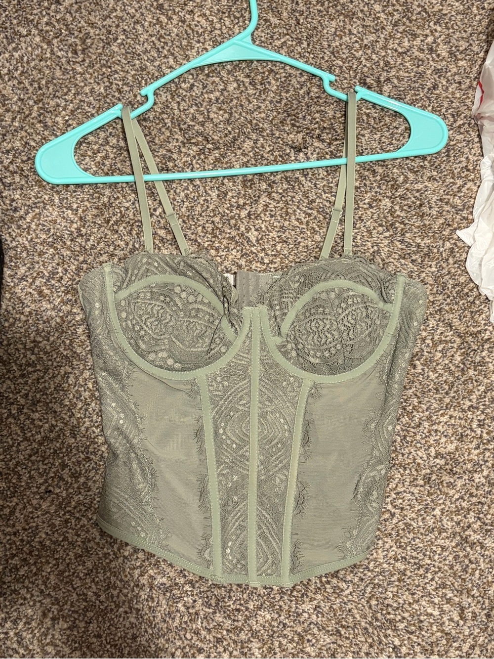 Garage Sage Green Lace Bustier